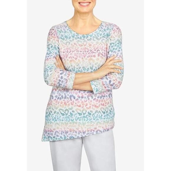 Alfred Dunner shirt 1x colorful animal print tunic top blouse work office summer - Picture 1 of 5